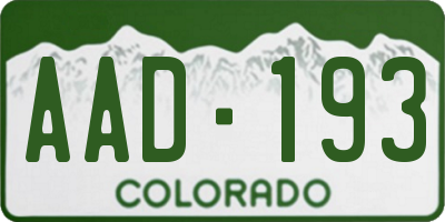 CO license plate AAD193