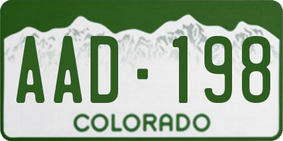 CO license plate AAD198