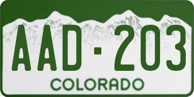 CO license plate AAD203