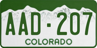 CO license plate AAD207