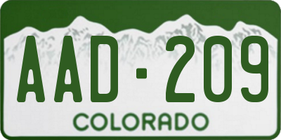 CO license plate AAD209