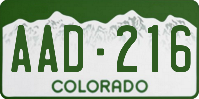 CO license plate AAD216