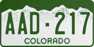 CO license plate AAD217