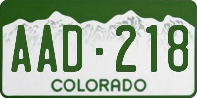 CO license plate AAD218