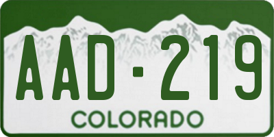 CO license plate AAD219
