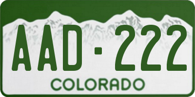 CO license plate AAD222