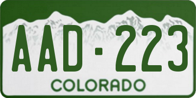 CO license plate AAD223