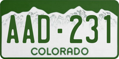 CO license plate AAD231