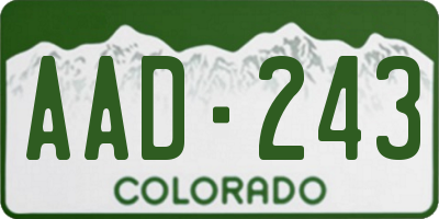 CO license plate AAD243