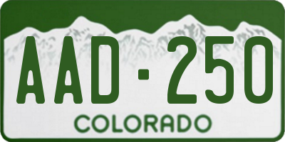 CO license plate AAD250