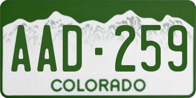 CO license plate AAD259