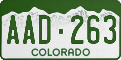 CO license plate AAD263