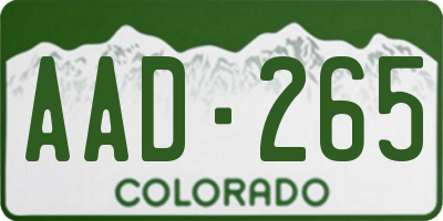 CO license plate AAD265