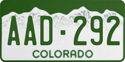 CO license plate AAD292