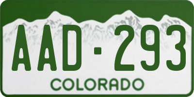 CO license plate AAD293