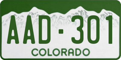 CO license plate AAD301