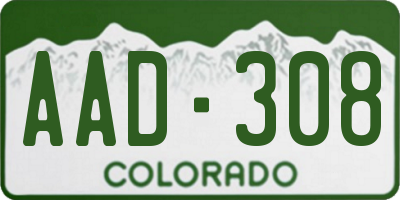 CO license plate AAD308