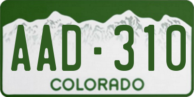 CO license plate AAD310