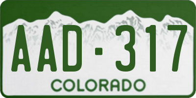 CO license plate AAD317