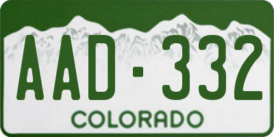 CO license plate AAD332
