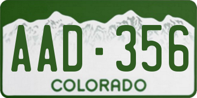 CO license plate AAD356