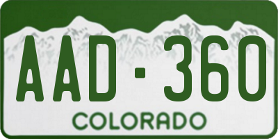 CO license plate AAD360