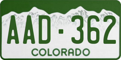CO license plate AAD362