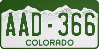 CO license plate AAD366