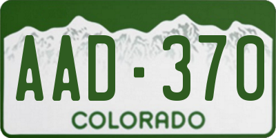 CO license plate AAD370