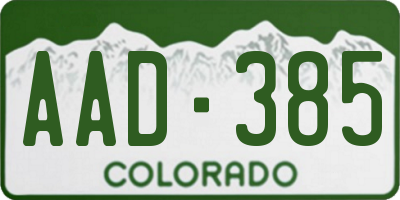 CO license plate AAD385