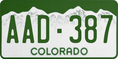 CO license plate AAD387