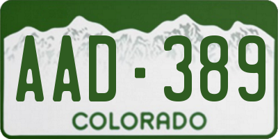 CO license plate AAD389