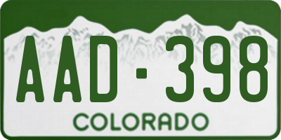 CO license plate AAD398
