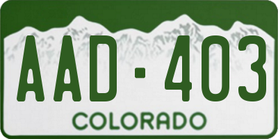 CO license plate AAD403