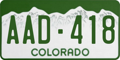 CO license plate AAD418