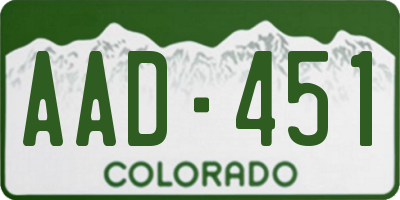 CO license plate AAD451