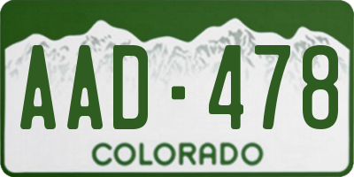 CO license plate AAD478