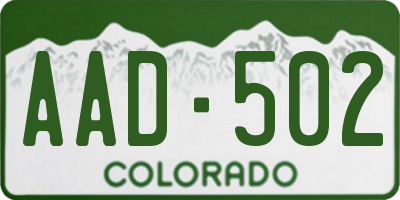 CO license plate AAD502