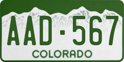 CO license plate AAD567