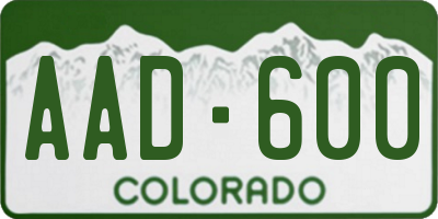 CO license plate AAD600