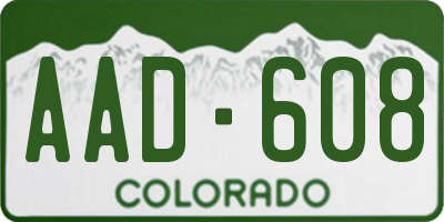 CO license plate AAD608
