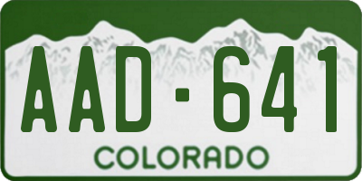 CO license plate AAD641