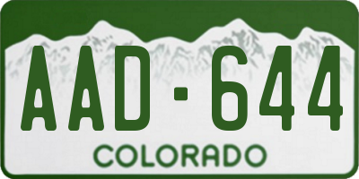 CO license plate AAD644