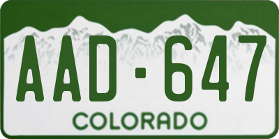 CO license plate AAD647