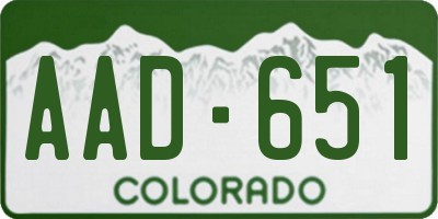 CO license plate AAD651