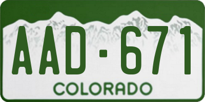 CO license plate AAD671