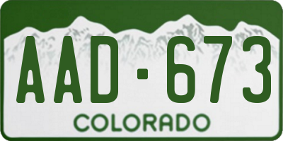 CO license plate AAD673