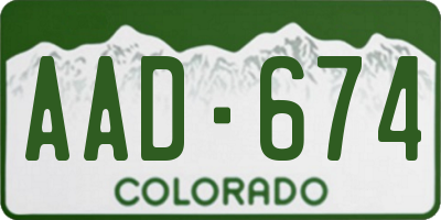 CO license plate AAD674