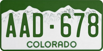 CO license plate AAD678