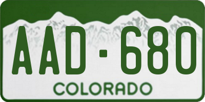 CO license plate AAD680